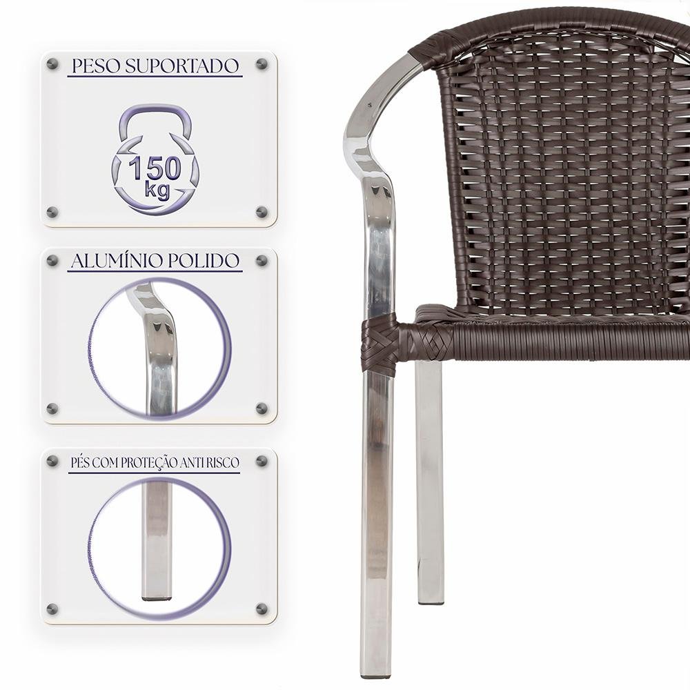 Conjunto de 5 cadeiras de area em aluminio e fibra sintetica Tóquio mais 1 base de mesa - 5