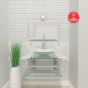 Ver imagem 3 de Gabinete de Vidro 90cm Inox com Cuba Quadrada