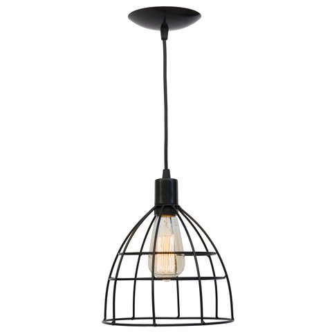 Kit 3 Pendente Aramado Poptem Veneza Taça preto luminária metal lustre 22 cm sala