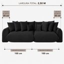 Ver imagem 4 de Sofá Retrátil 4 Lugares Veludo Armani 2,50 Mts Preto