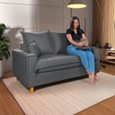 Ver imagem 3 de Sofa Living com Bau Multiuso 2 Lugares Suede Pes em Madeira: Cinza