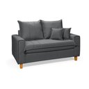 Ver imagem 1 de Sofa Living com Bau Multiuso 2 Lugares Suede Pes em Madeira: Cinza
