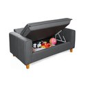 Ver imagem 5 de Sofa Living com Bau Multiuso 2 Lugares Suede Pes em Madeira: Cinza