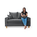 Ver imagem 4 de Sofa Living com Bau Multiuso 2 Lugares Suede Pes em Madeira: Cinza