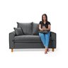 Sofa Living com Bau Multiuso 2 Lugares Suede Pes em Madeira: Cinza - 4