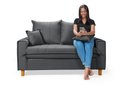 Ver imagem 4 de Sofa Living com Bau Multiuso 2 Lugares Suede Pes em Madeira: Cinza