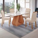Ver imagem 2 de Sala de Jantar 130x80cm Tampo Mdf/vidro 4 Cadeira Cimol Agata Cimol Cinamomo/off/mad/nude