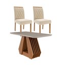 Ver imagem 1 de Sala de Jantar 130x80cm Tampo Mdf/vidro 4 Cadeira Cimol Agata Cimol Cinamomo/off/mad/nude