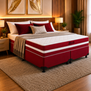 Ver imagem 1 de Cama Box Queen Zeus (Colchao + Base) 158x198 Molas Ensacadas Vermelho Bacetto