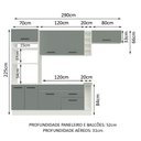 Ver imagem 4 de Armário de Cozinha Completa 290cm Branco/Cinza Agata Madesa 02