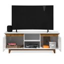Ver imagem 5 de Rack Bancada Flow para Tv 146 Cm 2 Portas com Pés de Madeira Branco com Freijó - Rede Móveis