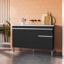 Ver imagem 2 de Gabinete Balcão Cora para Cozinha 3 Portas Preto - Bela Móveis