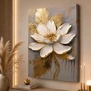 Ver imagem 4 de Quadro Decorativo para Sala Quarto Hall Grande Flor Dourada Elegante Floral em Canvas