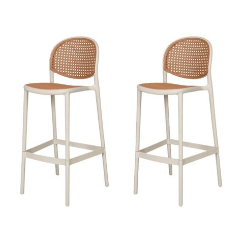 Kit 2 Banquetas Positano Fratini 108 Cm (altura) Polipropileno Nude Tramas Bege Simulando Rattan