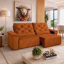Ver imagem 1 de Sofá com Chaise Sirius 2 Lugares Retrátil e Reclinável 290cm Terracota