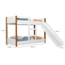 Beliche Flora Infantil com Escorregador e 2 Colchões Infantil Probel 1,50 Cor Branco com Nature - 4