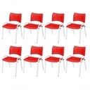 Ver imagem 1 de Cadeira Iso Base Branco Escola, Escritório Vermelho Kit 8 Un