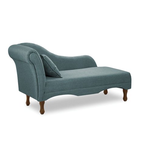 Divã Recamier Pés Retrô Medelin 150cm Linho Azul E03 - D’Rossi