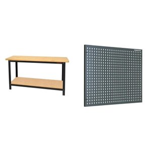 Conjunto de Organização Profissional 1 Bancada Aberta 150cm 1 Painel para Ferramentas em Aço Presto