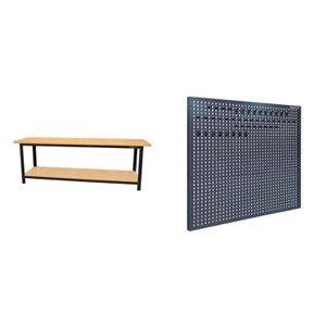 Conjunto de Organização Profissional 1 Bancada Aberta 200cm 1 Painel para Ferramentas em Aço Presto