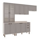Ver imagem 2 de Cozinha Completa Iluminata 10 Portas 3 Gavetas 100% Mdf com Vidro Branco/fendi/mineral - Genialflex
