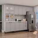 Ver imagem 1 de Cozinha Completa Iluminata 10 Portas 3 Gavetas 100% Mdf com Vidro Branco/fendi/mineral - Genialflex
