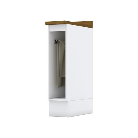 Balcão 20cm com Tampo Porta Toalha Americana Henn - Branco Hp Fosco/nature