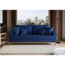 Ver imagem 3 de Sofá 3 Lugares Beny Base em Madeira Linho Azul
