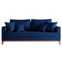 Ver imagem 2 de Sofá 3 Lugares Beny Base em Madeira Linho Azul