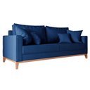 Ver imagem 1 de Sofá 3 Lugares Beny Base em Madeira Linho Azul