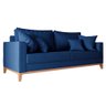 Sofá 3 Lugares Beny Base em Madeira Linho Azul - 1