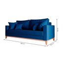 Ver imagem 4 de Sofá 3 Lugares Beny Base em Madeira Linho Azul