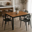 Ver imagem 4 de Conjunto Sala de Jantar Mesa Retangular Industrial com 4 Cadeiras Allegra - Preto