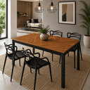 Ver imagem 2 de Conjunto Sala de Jantar Mesa Retangular Industrial com 4 Cadeiras Allegra - Preto