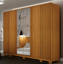 Ver imagem 2 de Guarda Roupa Casal com Espelho 100% MDF 6 Portas 6 Gavetas com Pés Ripado 277cm Evo Cinamomo - Leifer