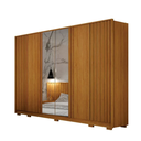 Ver imagem 1 de Guarda Roupa Casal com Espelho 100% MDF 6 Portas 6 Gavetas com Pés Ripado 277cm Evo Cinamomo - Leifer
