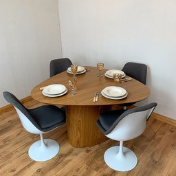 Mesa de Jantar Orgânica 120x123cm Tampo Freijó Base Freijó Personal Moveis Design  - 3