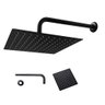 Ducha Chuveiro Inox 20x20 Preto Fosco Quadrado Parede Suporte Redondo Banheiro Piscina Area Externa - 1