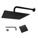 Ver imagem 1 de Ducha Chuveiro Inox 20x20 Preto Fosco Quadrado Parede Suporte Redondo Banheiro Piscina Area Externa