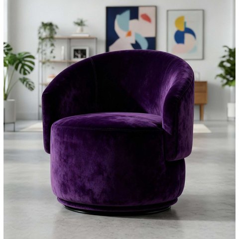 Poltrona Decorativa Giratória Sala de Estar Recepção Jasmine Suede
