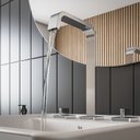 Ver imagem 2 de Kit 4 Torneira Misturador para Banheiro Bica Alta com Válvula de Escoamento Virtus Roca Cinza/Cromado
