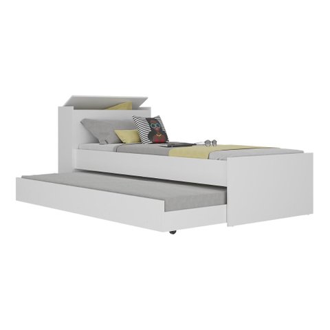 Bicama com Baú Embutido para Colchão 78x188cm Cookie Multimóveis Bb5009 Branco