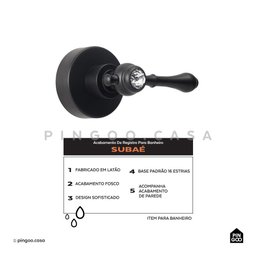 Acabamento De Registro Para Banheiro Subaé Pingoo.casa - Preto - 2