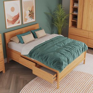 Cama de Casal em Madeira Maciça 147cm X 198cm Square