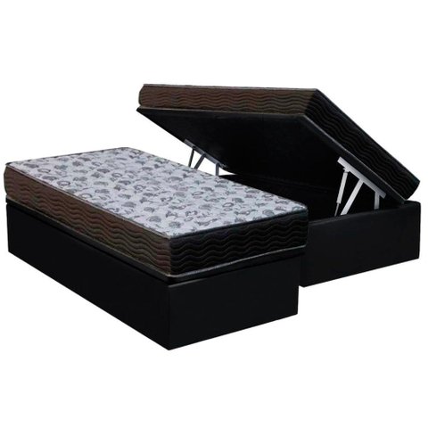 Cama Box Baú Solteiro: Colchão Ortopédico Ortobom D33 / Ep Iso 100 Ultra Firme + Base Crc Suede