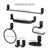 Kit Acessórios para Banheiro 7 Peças Linha Sofisticato Cor Preto Durín - 4