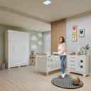 Ver imagem 6 de Quarto de Bebê Completo com Guarda-Roupa, Berço e Cômoda Manu Branco