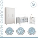 Ver imagem 7 de Quarto de Bebê Completo com Guarda-Roupa, Berço e Cômoda Manu Branco