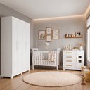 Ver imagem 1 de Quarto de Bebê Completo com Guarda-Roupa, Berço e Cômoda Manu Branco