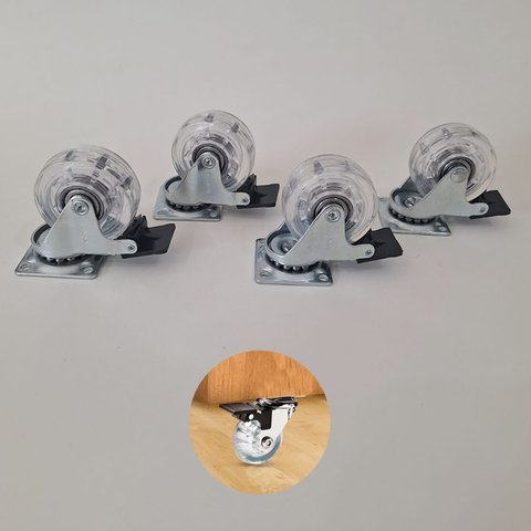 Rodízio de Silicone Giratório com Rolamento C/ Trava 50mm Renna 4 Unidades